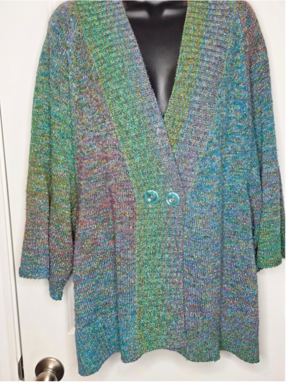 Coldwater Creek Green Blue Cardigan Women's Size XL - Picture 2 of 5